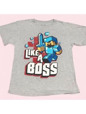 Mojang Minecraft Like a Boss Graphic T-Shirt — Size XL (14/16) - 0435 -